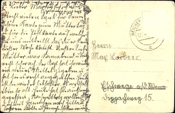 Postcard Reichenau in the Erzgebirge, district court