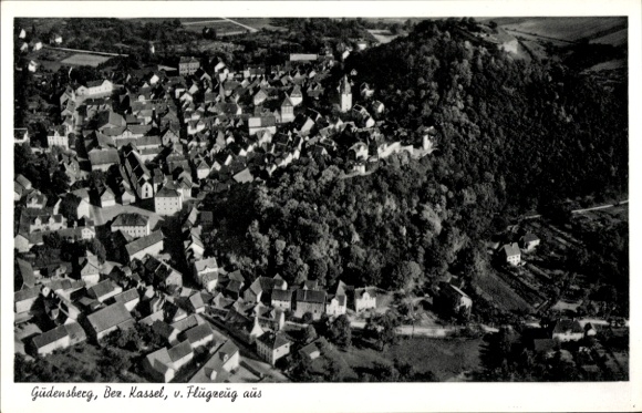 Postcard Gudensberg in Hesse, aerial photograph of the district of Kassel