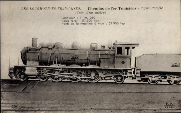 Postcard Les Locomotives Francaises, Machine 231-808, Tunisian Railways, Französische Eisenbahn