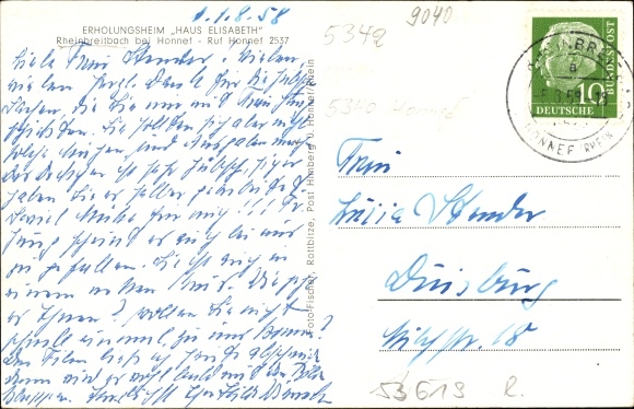 Postcard Rheinbreitbach in Rhineland-Palatinate, convalescent home Haus Elisabeth