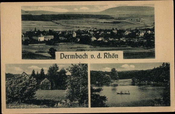 Postcard Dermbach in the Röhn Thuringia, total view