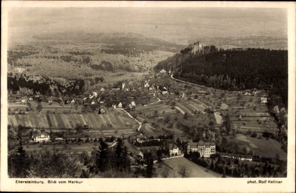Postcard Ebersteinburg Baden Baden am Schwarzwald, view from the Merkur, landscape, photography by Rolf Ke