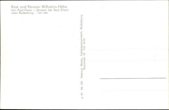 Postcard Ahnsen Bad Eilsen in Lower Saxony, Restaurant and Pension Wilhelmshöhe, inside and outside