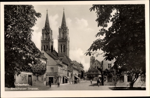 Ak Oschatz in Nordsachsen, Altoschatzer Straße, Kirche