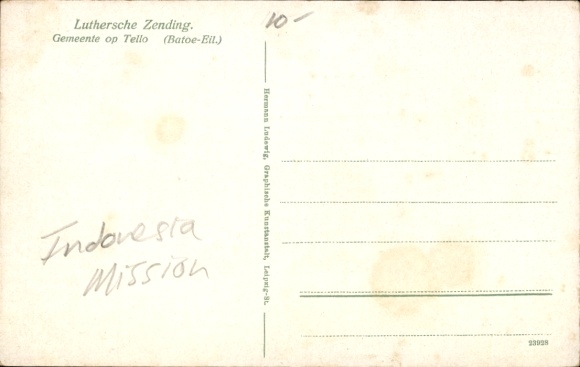 Postcard Batoe Batu Islands Indonesia, Missionary Community of Tello, Lutheran Zending