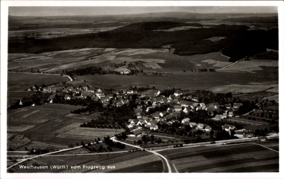 Postcard Westhausen in Württemberg, aerial photograph