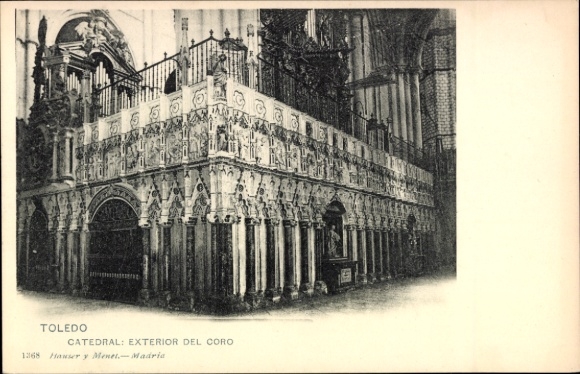 Postcard Toledo Castile La Mancha Spain, Cathedral, exterior view of the choir, black and white picture