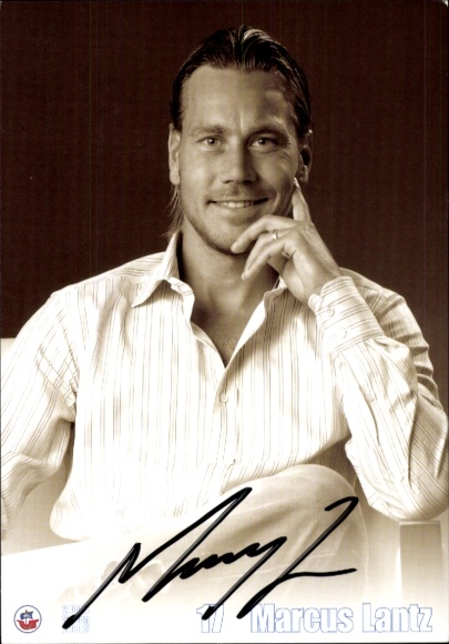 Autograph card footballer Marcus Lantz, FC Hansa Rostock, autograph