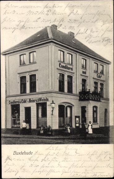 Postcard Buxtehude in Lower Saxony, confectionery and café Heinrich Wehde