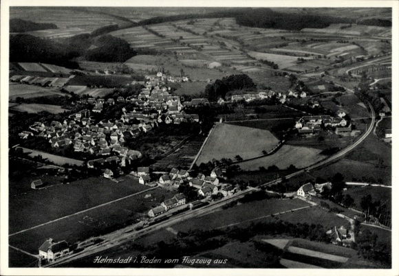 Postcard Helmstadt in Baden, aerial photograph