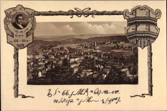 Ak Aue im Erzgebirge Sachsen, Panorama, Stenographie, Stenotypentag 1926, Sonderstempel