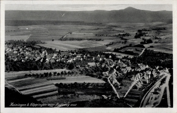Postcard Heiningen in the Swabian Alb, aerial photograph