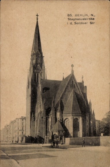 Ak Berlin Wedding Gesundbrunnen, Stephanuskirche, Soldiner Straße