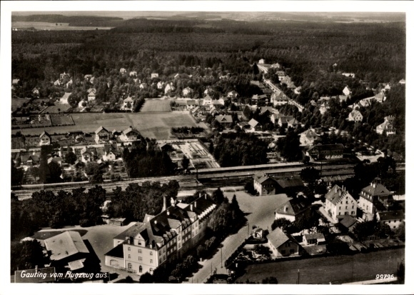 Postcard Gauting in Upper Bavaria, aerial photograph