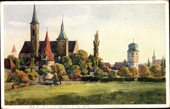 Artist PC Marshal, J., Iphofen in Lower Franconia, partial view, church