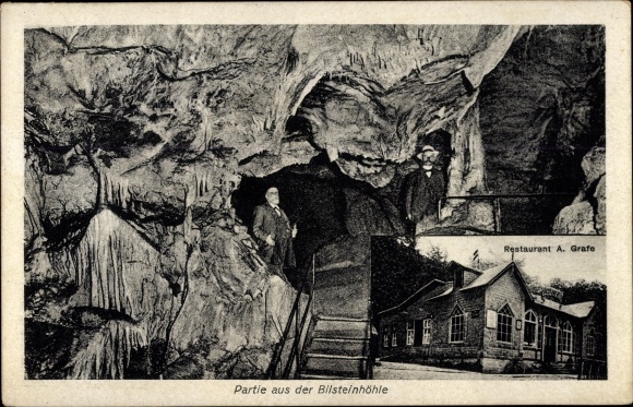 Postcard Warstein im Sauerland, Bilstein Cave, Restaurant A. Graefe