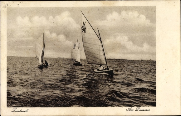 Ansichtkaart Lembruch Nedersaksen, zeilgezelschap op de Dümmer