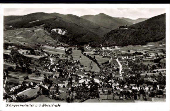 Postcard Klingenmünster on the Palatinate Wine Route, aerial photograph