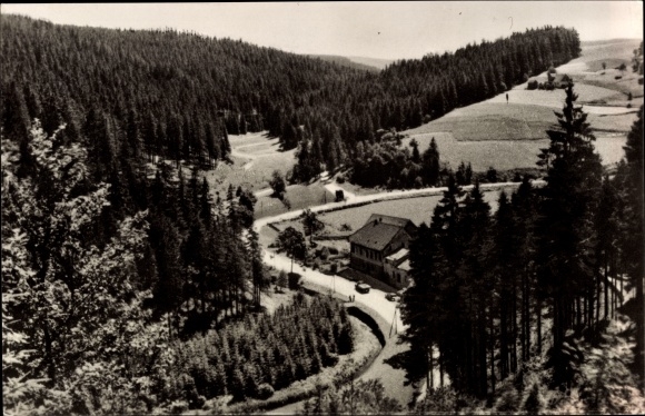 Postcard Rübenau Marienberg in the Erzgebirge of Saxony, street in the Natschung valley