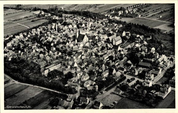 Postcard Gerolzhofen in Lower Franconia, aerial photograph