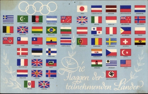 PC Olympia Berlin 1936, flags of the participating countries