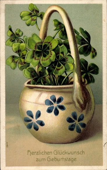 Embossed Postcard Congratulations Birthday, Lucky Clover