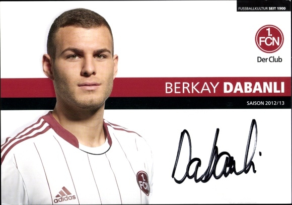Autograph card footballer Berkay Dabanli, 1. FC Nuremberg, autograph