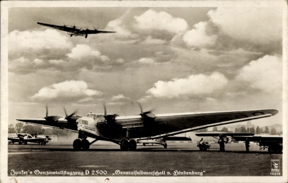 Ak Junkers Ganzmetallflugzeug D 2500 Generalfeldmarschall von Hindenburg, Klinke 10019