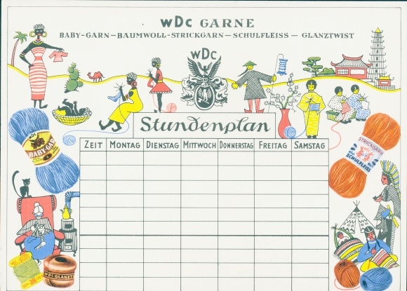 Timetable Struck & Co. WDC Yarns Knitting Yarn Laundry - Africans, Asians around 1960