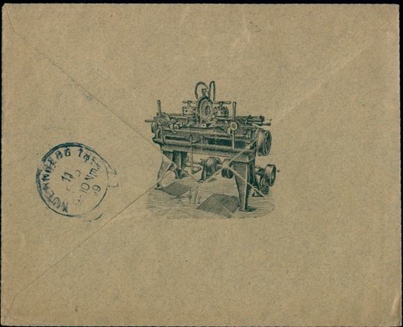 Envelope advertising machine tool factory warehouse H. Rosenbaum, Nuremberg, Königsstraße 3