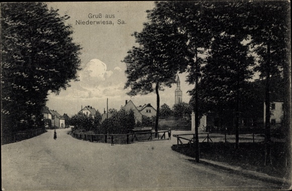 PC Niederwiesa Sachsen, part of the street, church tower