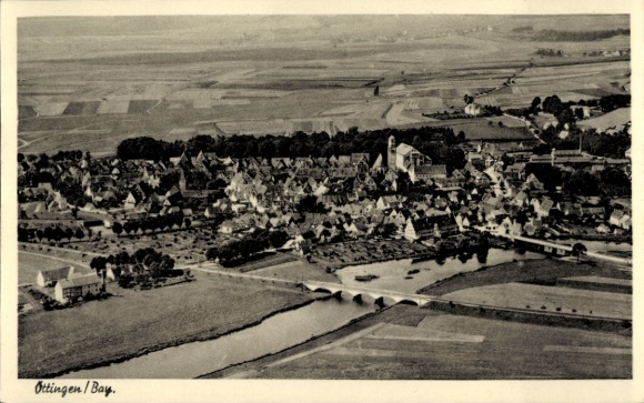 Ak Oettingen in Bayern, Fliegeraufnahme