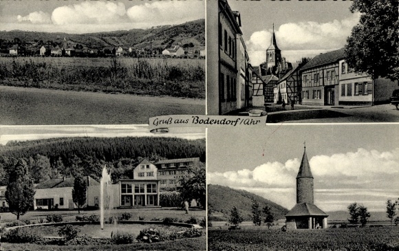 Postcard Bad Bodendorf Sinzig am Rhein, general view, half-timbered houses, church, fountain, chapel