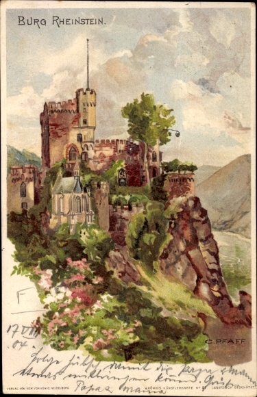 Artist Chromo-Litho Pfaff, C., Trechtingshausen am Rhein, Rheinstein Castle