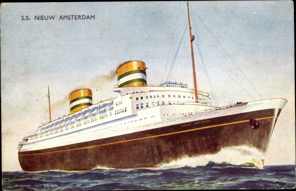 Artist Postcard Steamship SS Nieuw Amsterdam, Holland America Line, HAL