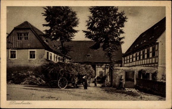 Ak Daubnitz Lommatzsch Sachsen, Dorfpartie, Heuwagen