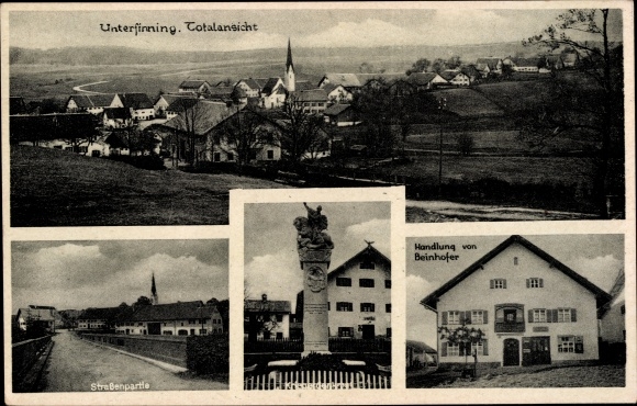 PC Unterfinnig Finnig Landsberg am Lech, total, street section, war memorial, business v. Beinhofer
