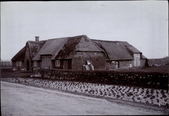 foto Insel Sylt Nordfriesland, Friesenhaus, huis met rieten dak, hoeve 1900