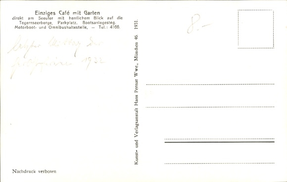 Postcard Tegernsee in Upper Bavaria, Café Martin on the main road to Rottach