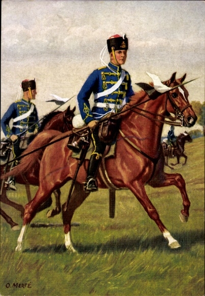 Artist Postcard Merté, Oskar, Hussar Regiment King Wilhelm I, Rhenish No. 7