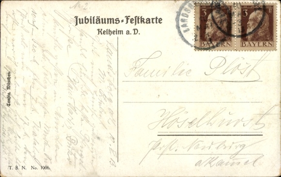 Postal stationery Postcard Sailer, Kelheim an der Donau, anniversary of liberation struggles, opening of the Liberation Hall