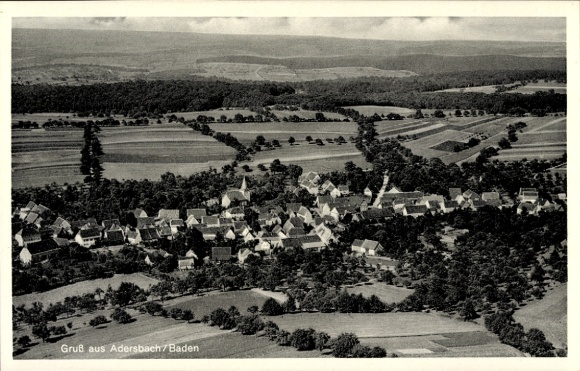 Postcard Adersbach Sinsheim in Baden, aerial photograph