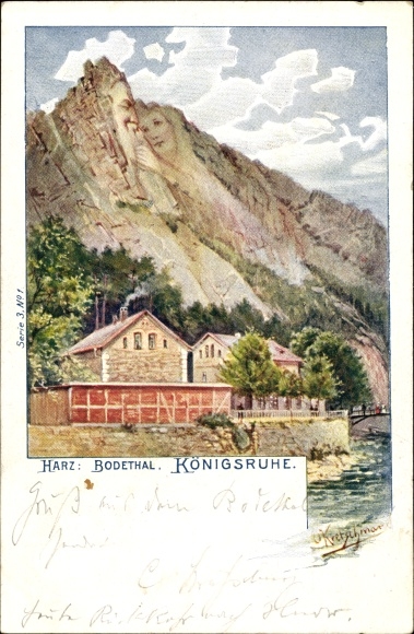 Artist PC Kretschmar, Thale im Harz, inn Königsruhe, Bodetal, mountain faces