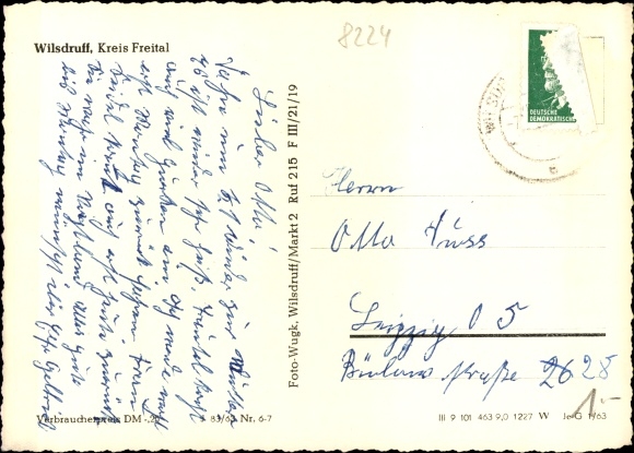 Postcard Wilsdruff Kr. Freital, town view, church tower