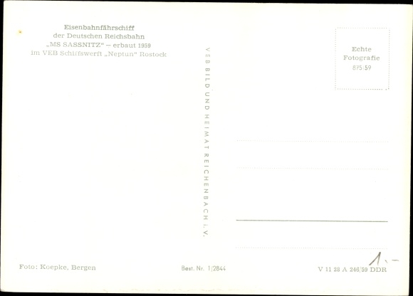 Prom kolejowy Ak Deutsche Reichsbahn, MS Sassnitz