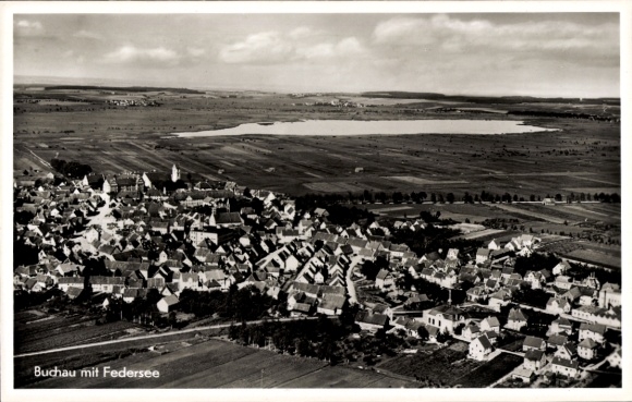 Ak Bad Buchau am Federsee Oberschwaben, Luftaufnahme