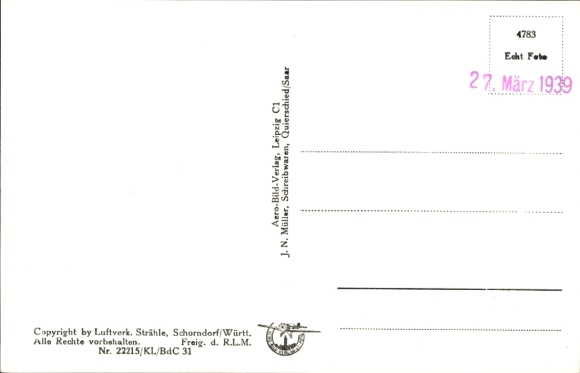 Postcard Quierschied in Saarland, aerial photograph