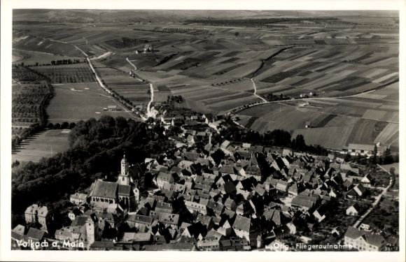 Postcard Volkach am Main Lower Franconia, aerial photograph
