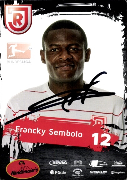 Autograph card footballer Francky Sembolo, SSV Jahn Regensburg, autograph