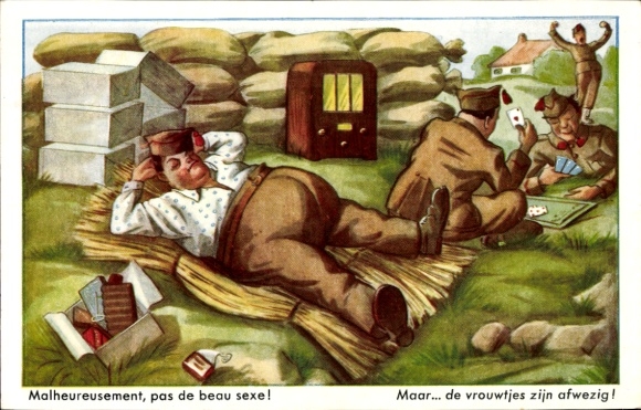 Artysta KP Żołnierze grają w karty, radio